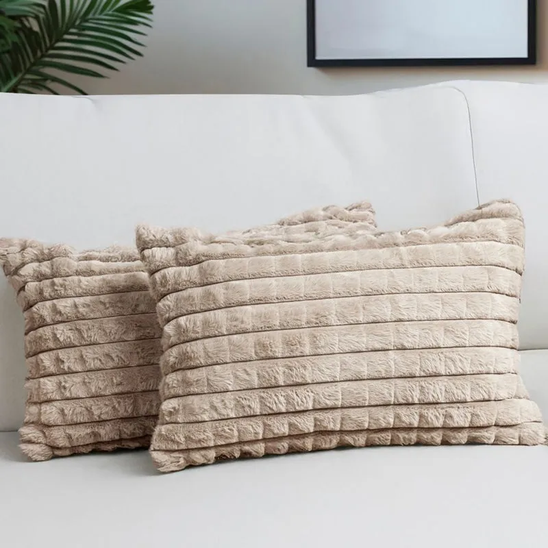 Frost Waffle Beige Cushion Cover (Rectangle) Set of Two media 2