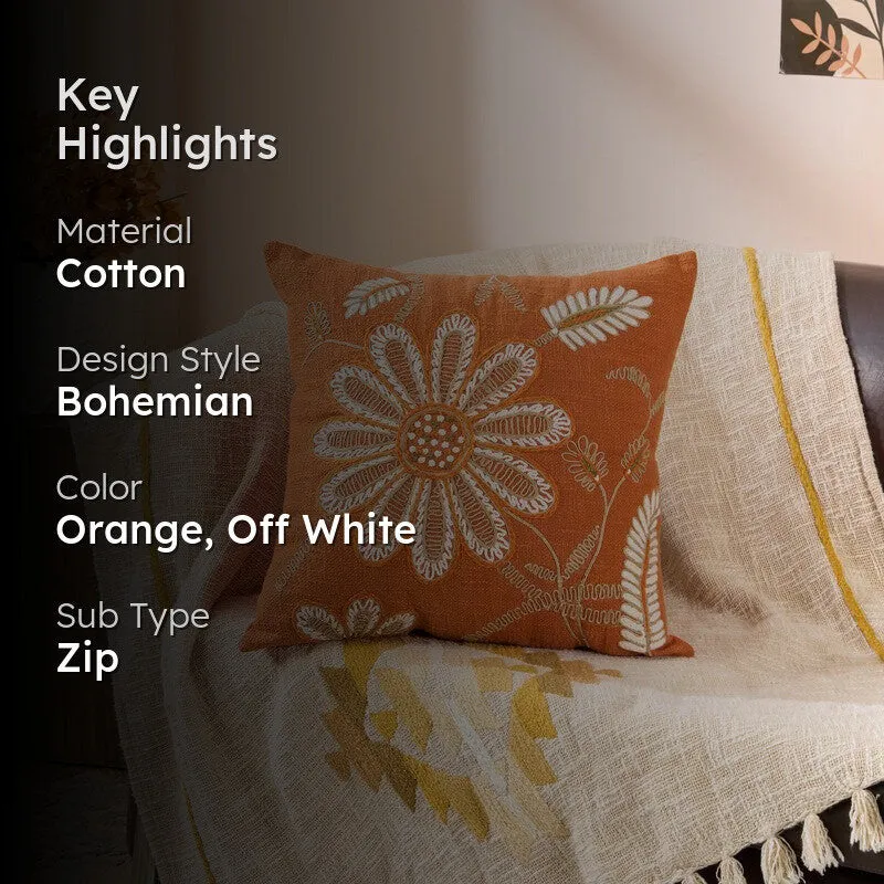 Dahlia Elegance Embroidered Cotton Cushion media 2