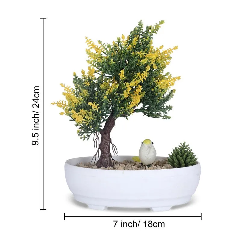 Artificial Bonsai Tree with Cactus and Bird media 6