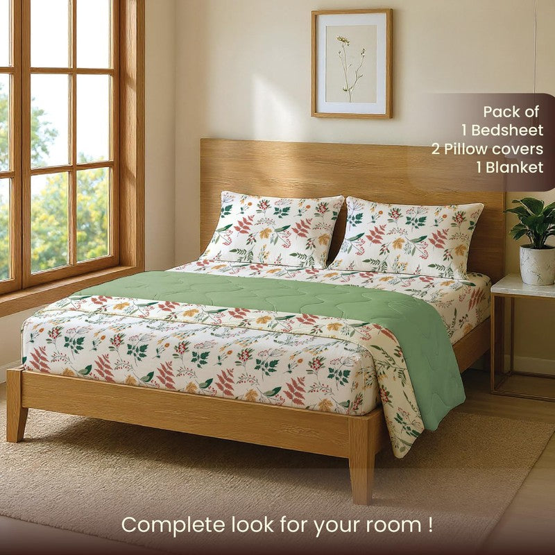 Urban Space Floral Multicolor Glace Cotton,Microfiber Bedding Set (200 TC) - Four Piece Set media 5
