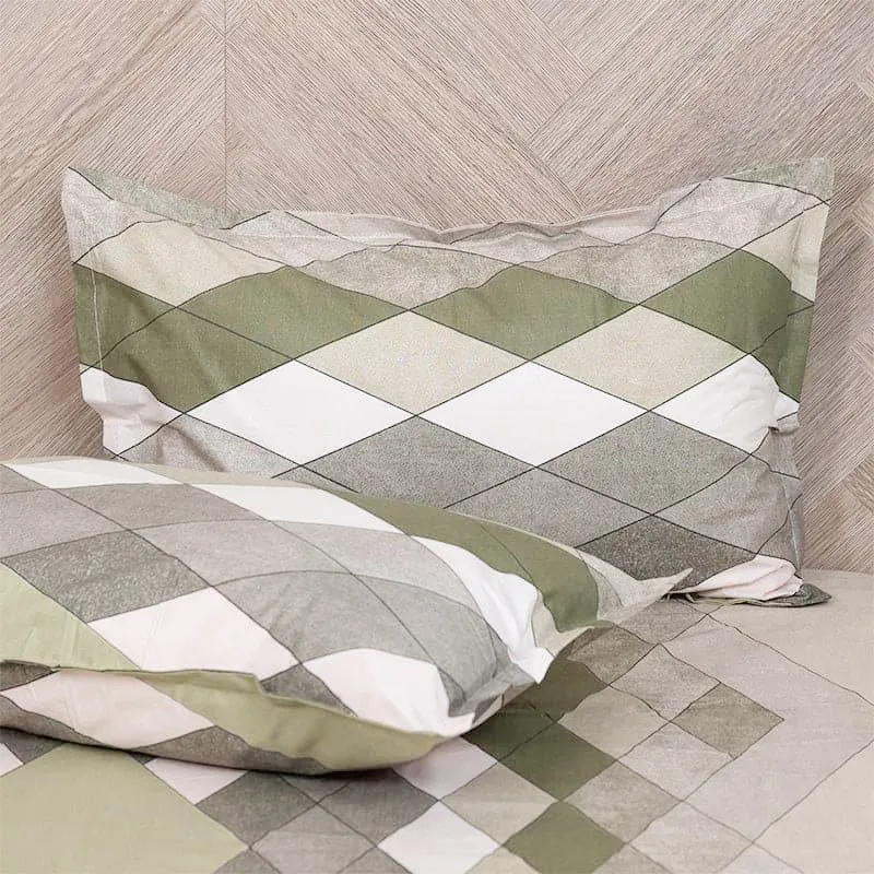 Jora Geometric Cotton Bedsheet (Green) - 144 TC media 4