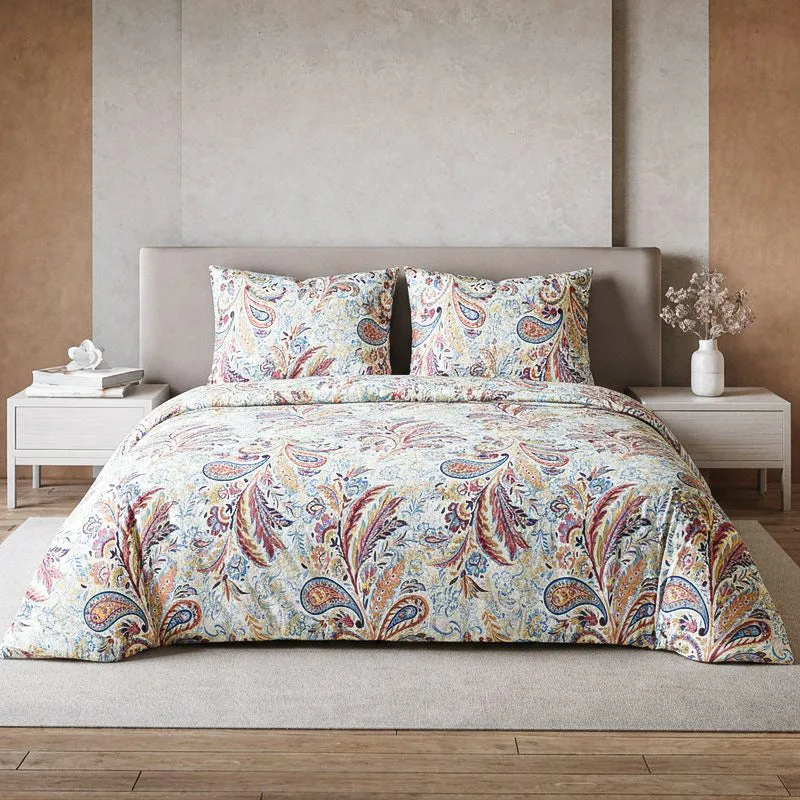 Duna Boheme Floral Cotton Bedsheet (Red) - 254 TC media 1