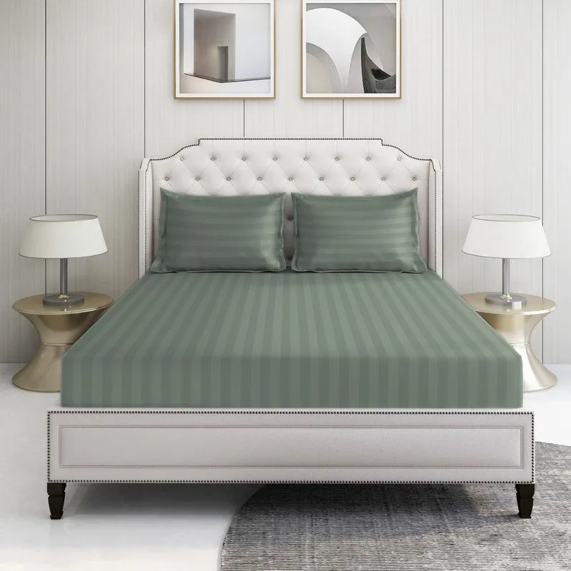 PureLine Cotton Bedsheet (Sage Green) - 600 TC media 3