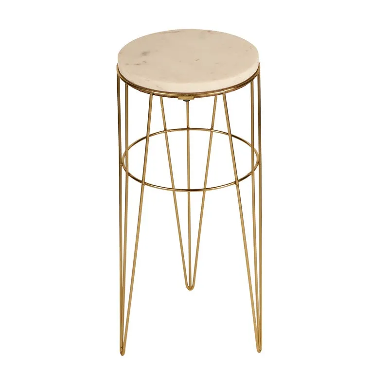 Marble Top Aluminum Side Table (Gold) - Large media 5