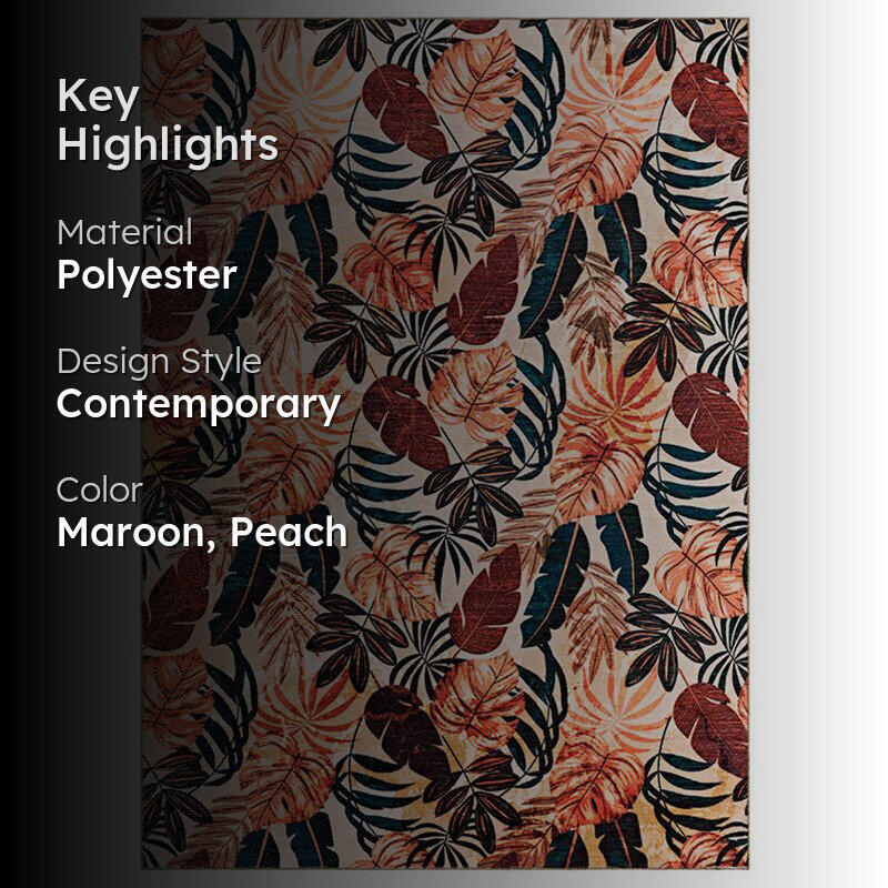 Aiden Tropical Carpet - Maroon media 2