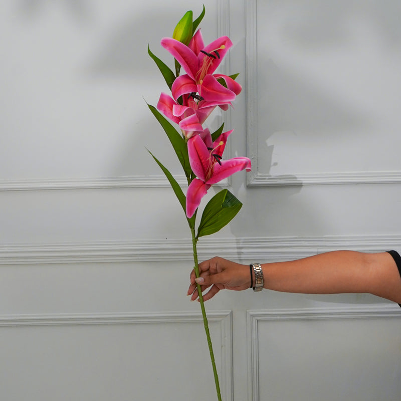 Faux Lily Flower Stick (Pink) - 39 CM