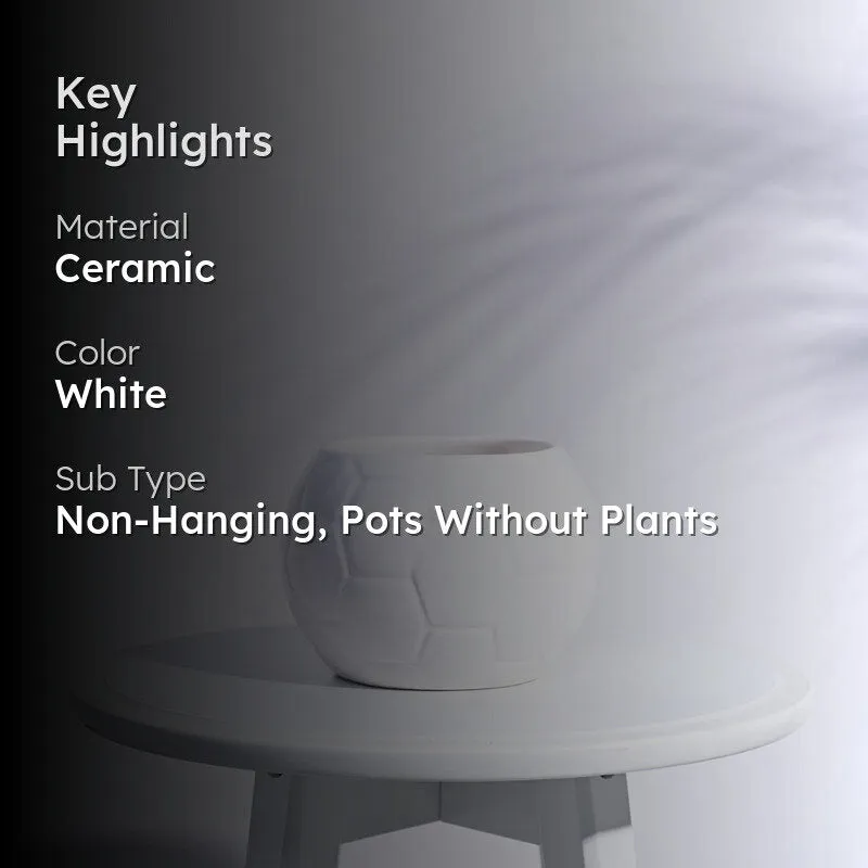 Ugaoo Football White Ceramic Pot media 2