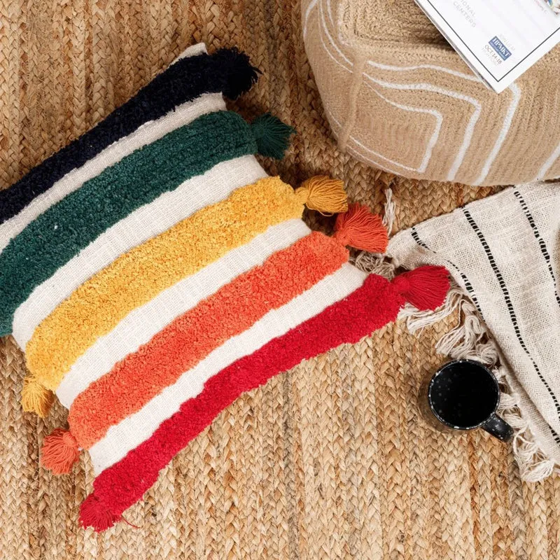 Tassle Stripe Tufted Cushion Cover Set - Set Of Two media 5