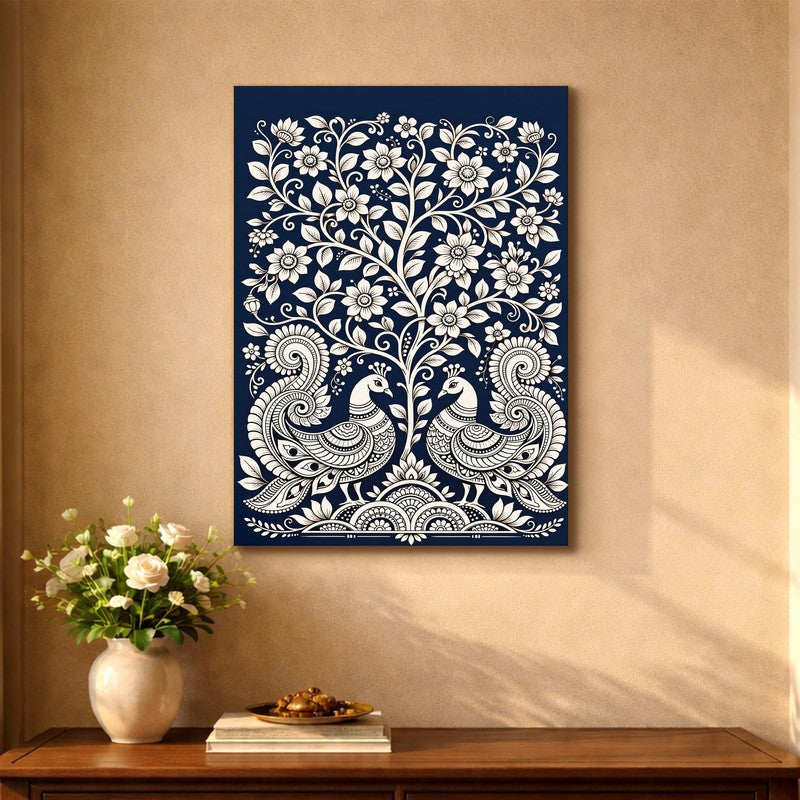 Nature Poetry Peacock Canvas Wall Art & Paintings media 5