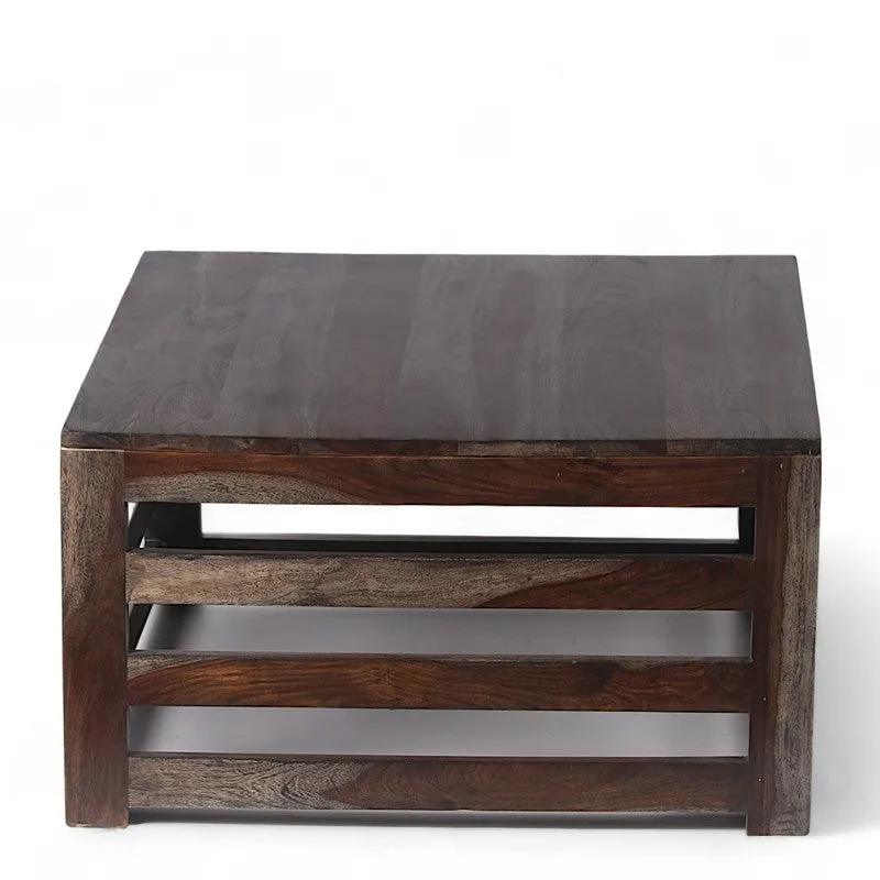 Qervo Sheesham Wooden Center Table - Natural Brown media 3