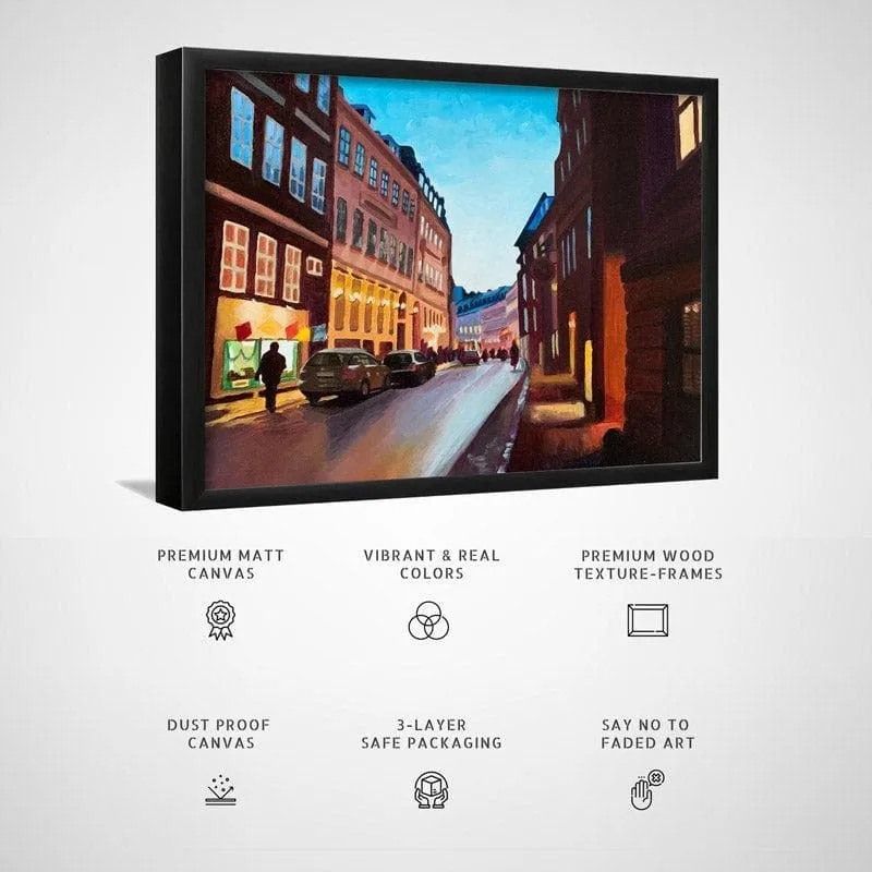 Vestergade Canvas Wall Painting - Black Frame media 5