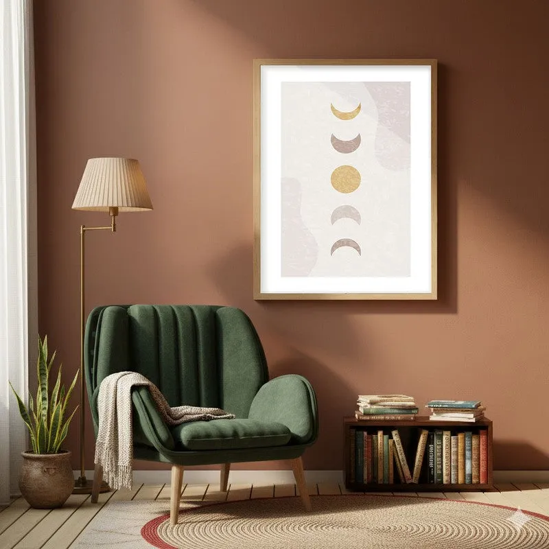 Mauve Equilibrium Canvas Wall Painting With Brown Frame media 6