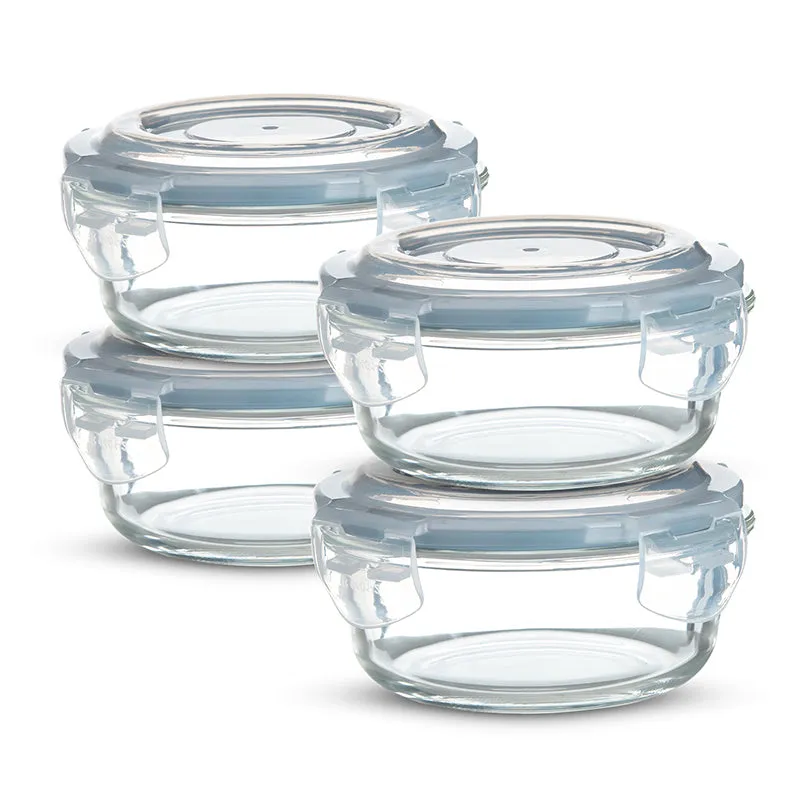 Bergner Glass Guard Airtight Glass Tiffin Box (Blue/400 mL) - Set Of Four media 3