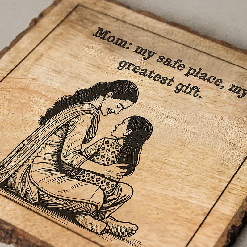 Mom Is A Safe Place Wood Showpiece - Square media 4