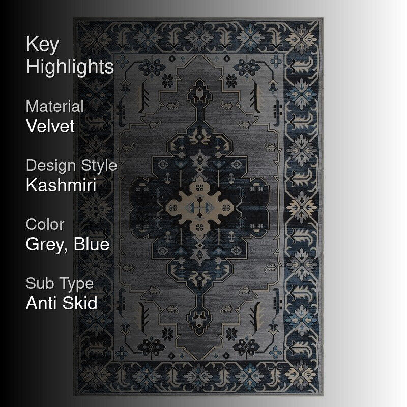 Naima Velvet Rectangle Anti-Skid Carpet media 2