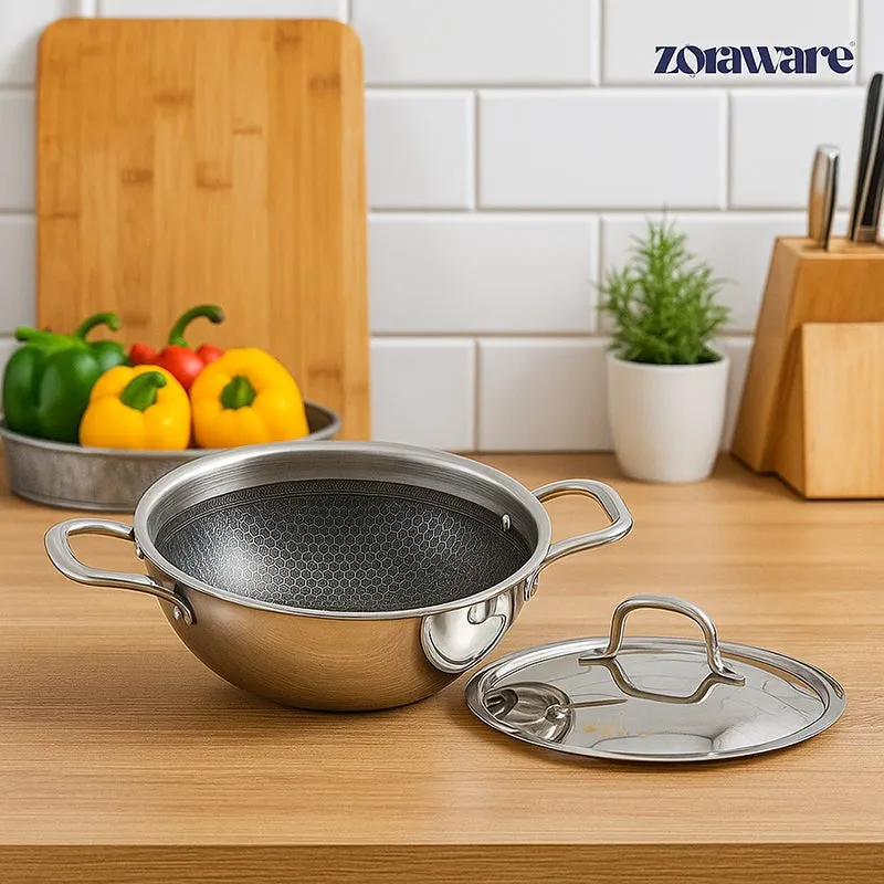 Zoraware Kadhai With Lid - 2200 mL/ 22 CM media 1