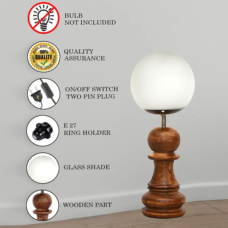 Chess Pawn Wooden Table Lamp - Brown,White media 4