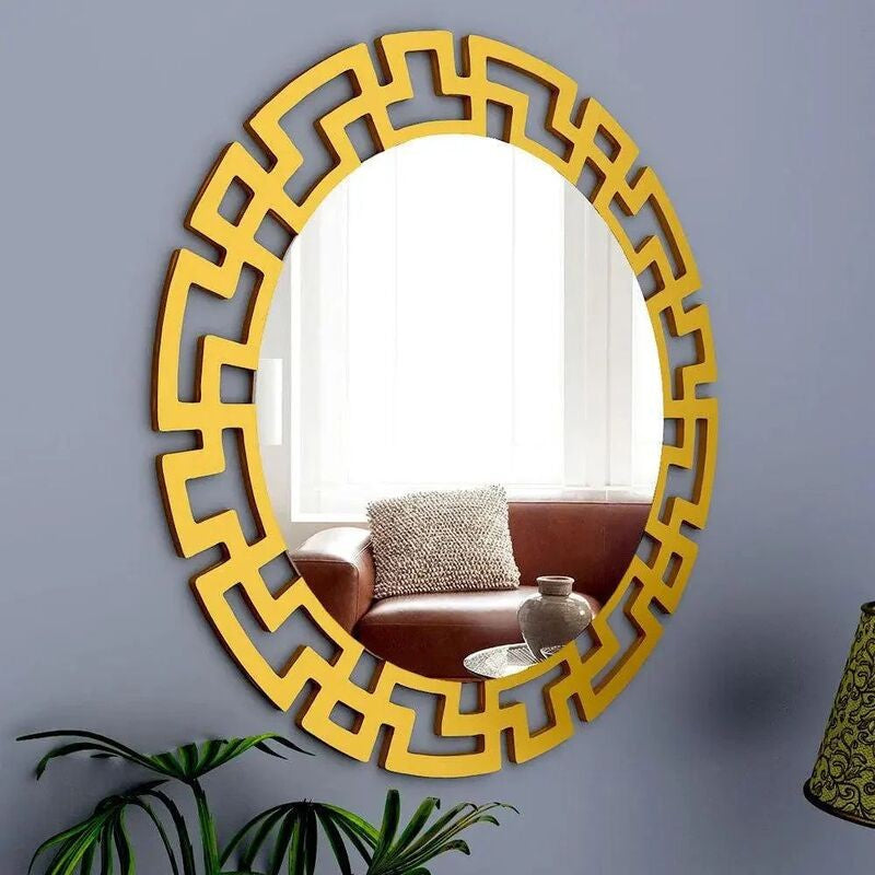 Greek Key Reflection Decorative Wall Mirror - Gold media 5