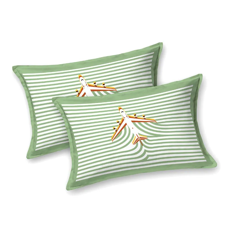Illusion Stripey Flight Cotton Bedsheet (Green) - 200 TC media 5