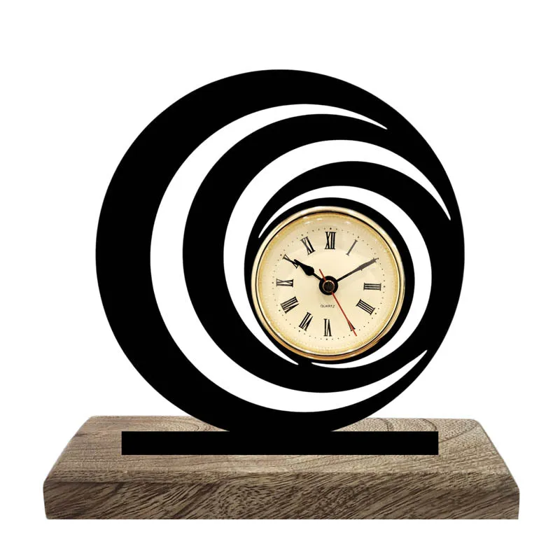 Momentis Iron & Mango Wood Table Clock media 3