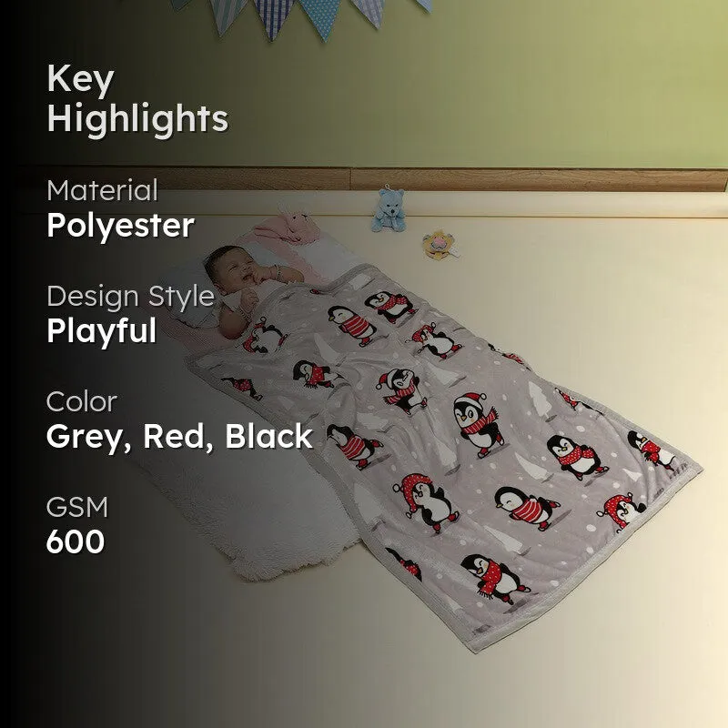 Monte Carlo Penguin Playtime Blanket (Grey) - 600 GSM media 2