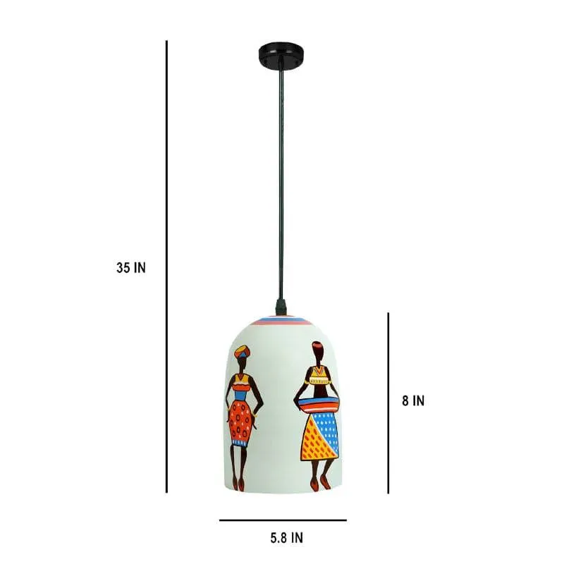 Folk Fantasy Hand Painted Glass Ceiling Lamp media 5