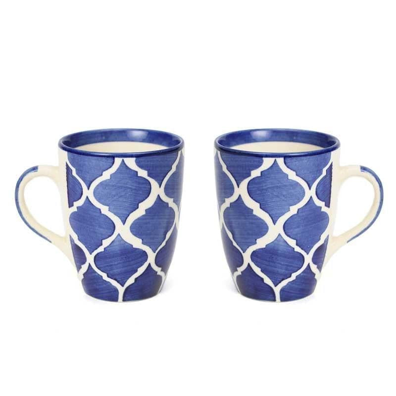 Blue Ceramic Coffee Mug (250 mL Each) - Set of Two media 4