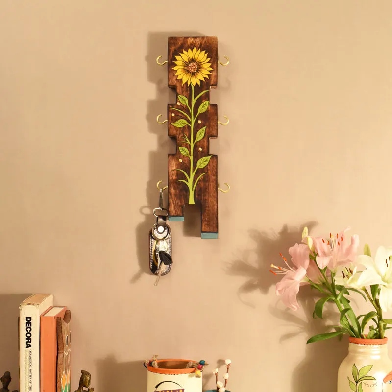 Sunflower Wooden Key Holder media 1