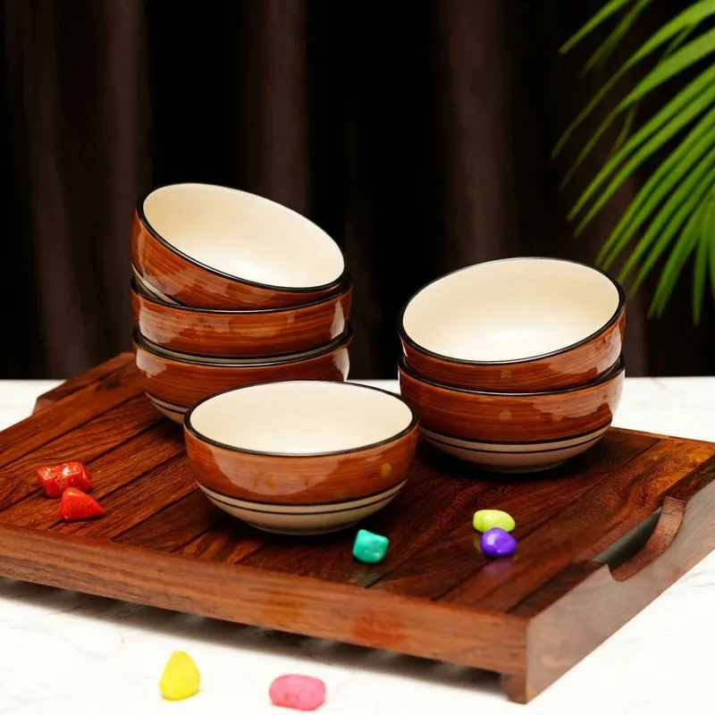 Nibble Ceramic Snack Bowls (Red,White, 200 mL Each) - Set Of Six media 1