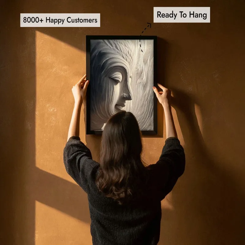Awakened Buddha Archival Paper Wall Painting With Black Frame media 7