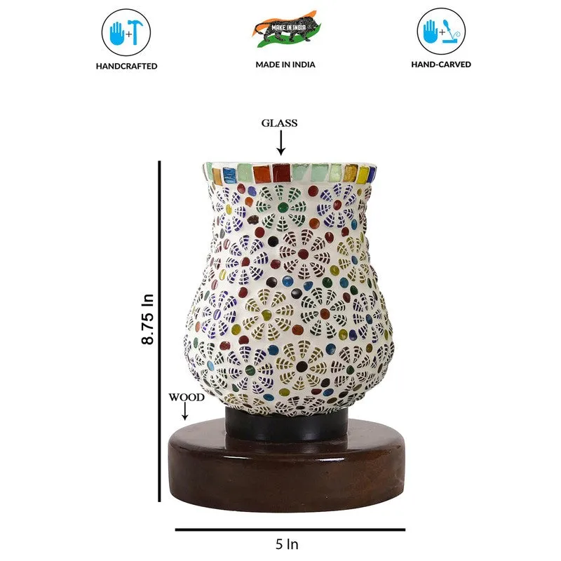 Startrek Mosaic Glass Table Lamp With Wooden Base - Multicolor media 8