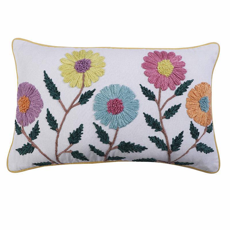 Manjari Embroidered Cotton Cushion Cover media 3
