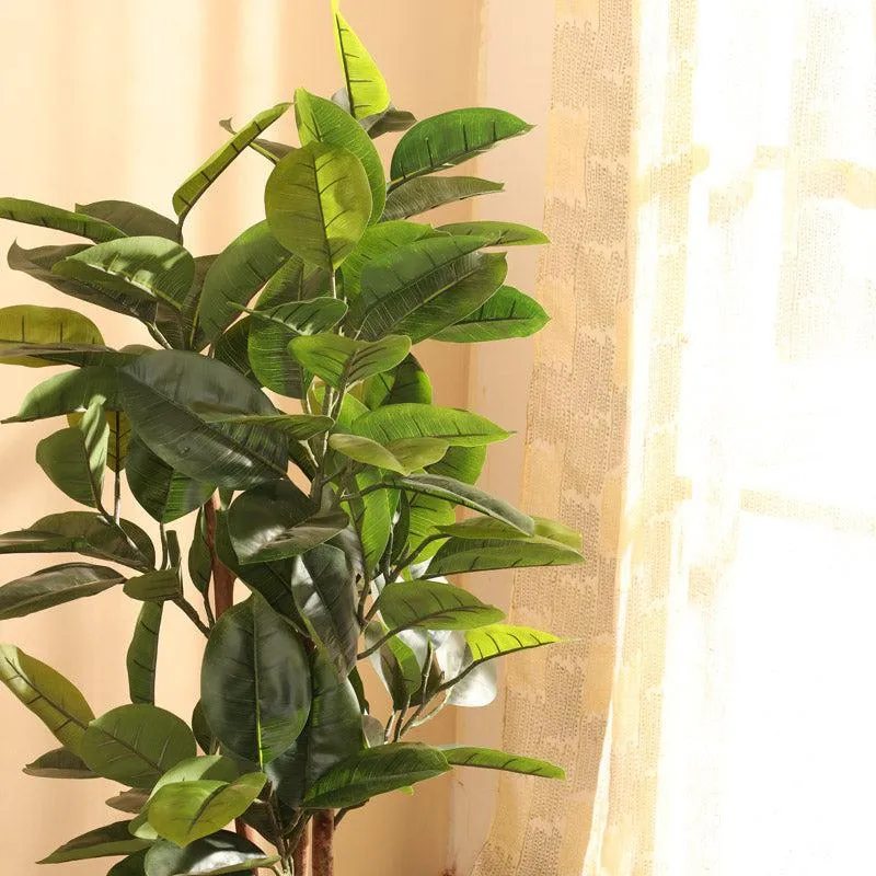Artificial Realistic Rubber Tree With Black Plastic Pot - 3.9 Feet media 7