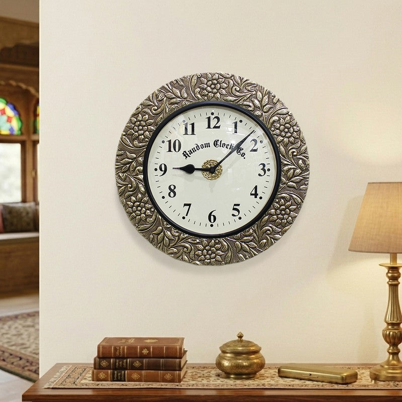 Elvora Brass Analog Wall Clock