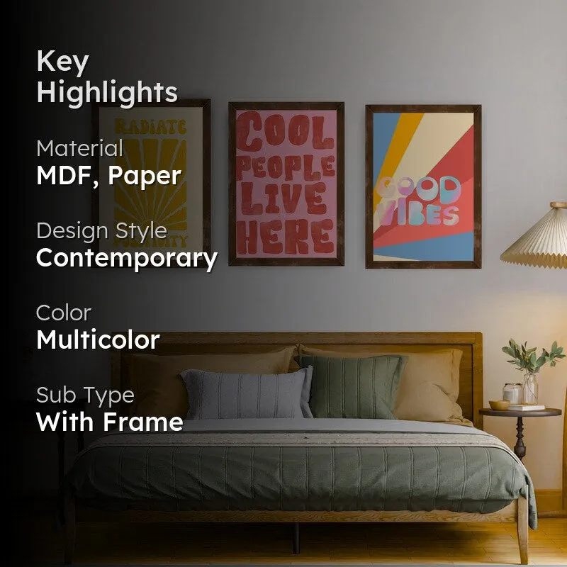Positivity Pop Paper Wall Painting With Frame - Brown media 2