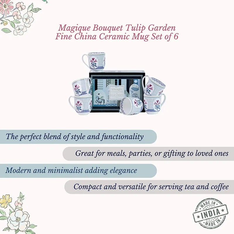 Magique: Bouquet Tulip Garden Fine China Mug (200 mL Each) - Set of Six media 5