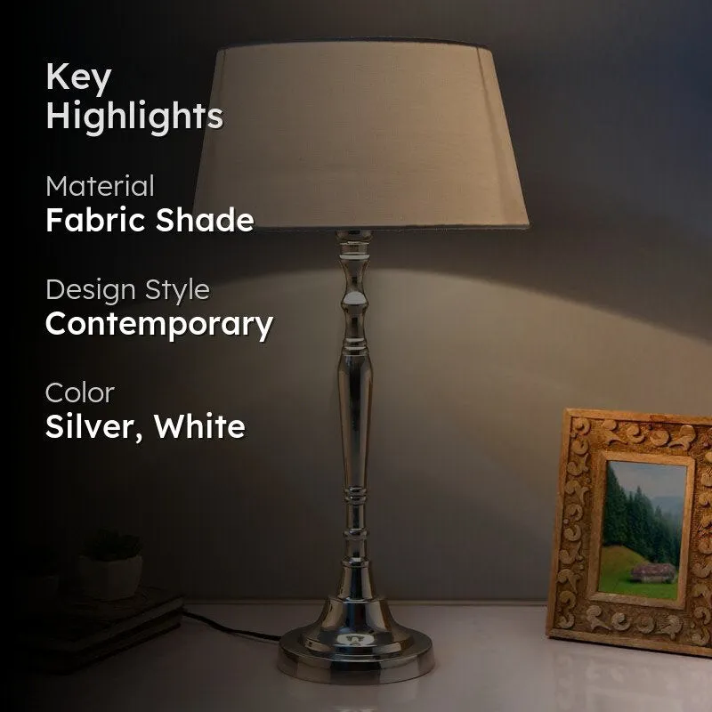 Zenith Glow Fabric Table Lamp - Silver,White media 2
