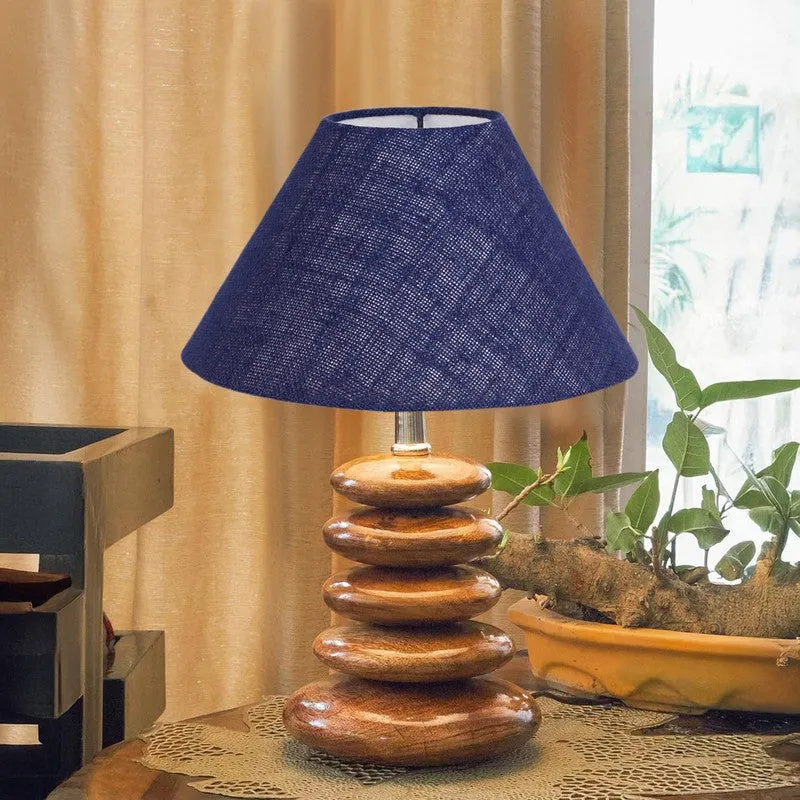 Gleven Jute Table Lamp With Wooden Base - Blue media 3