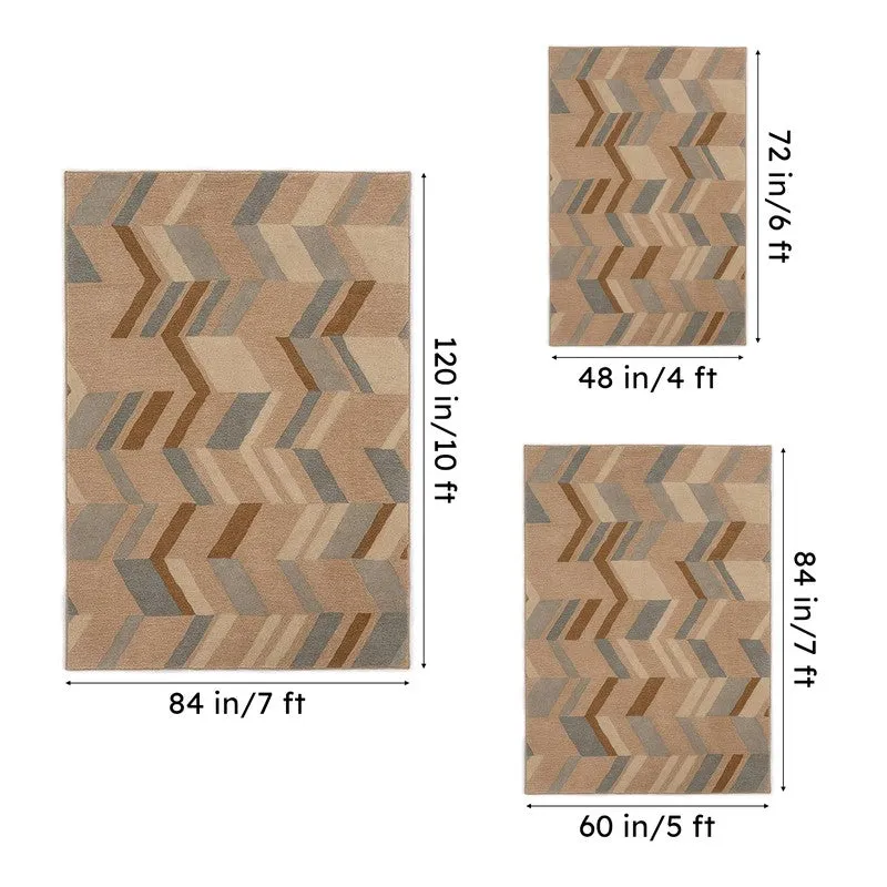 Alcinous Hand Tufted Geometric Wool & Nylon Carpet - Grey & Brown media 15
