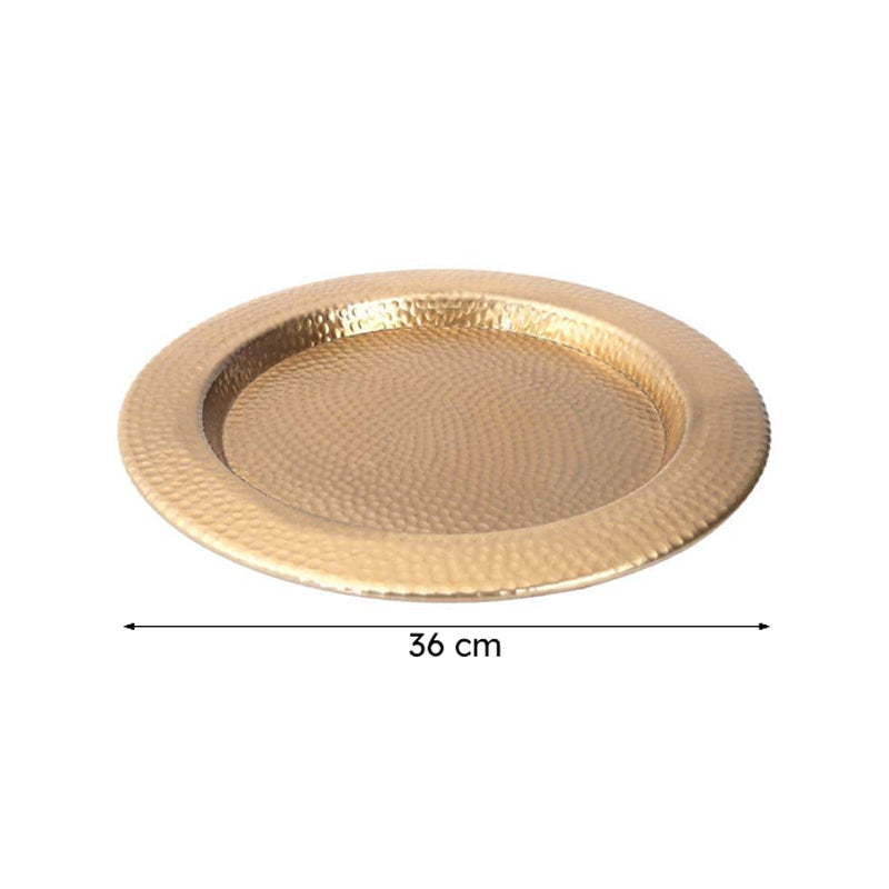 Dunery Hammered Aluminum Pooja Thali - Gold media 6
