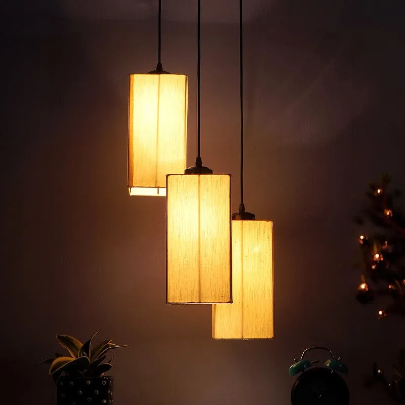 Warm Ivory Triple Metal Ceiling Lamp - Beige media 1
