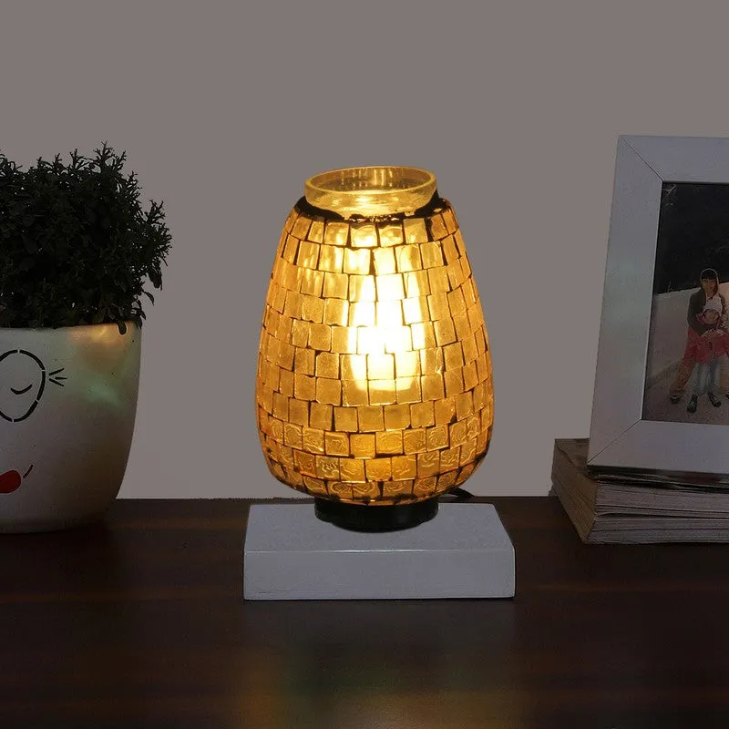 Crysteeva Mosaic Glass Table Lamp With Wooden Base media 3