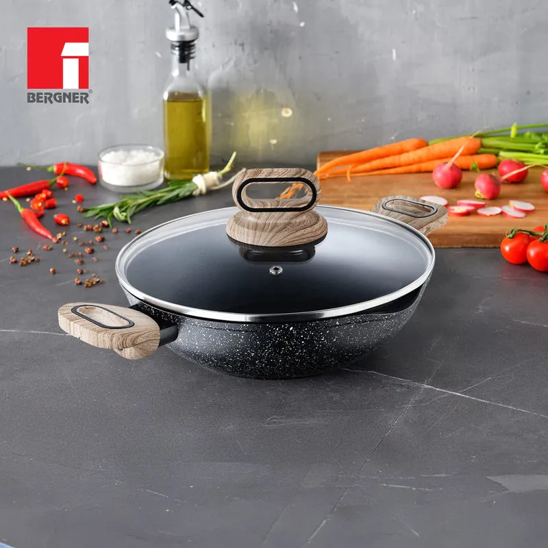 Bergner Ultimate Marble Non-Stick Kadhai With Lid - 2000 mL media 1