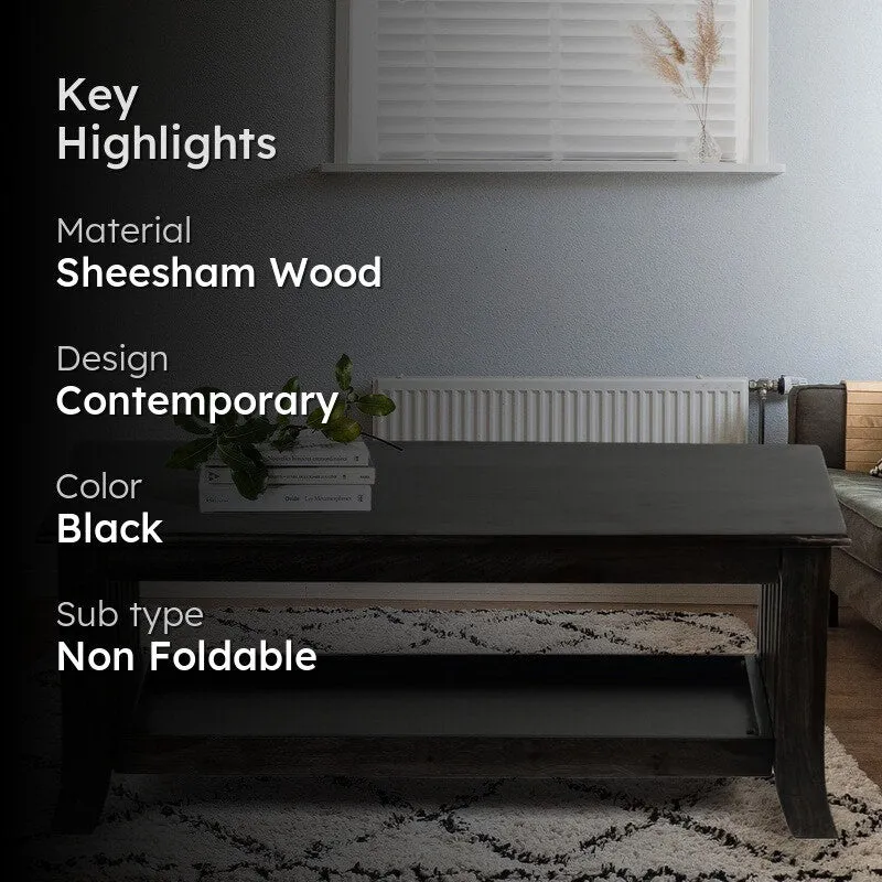 Bravon Sheesham Wooden Center Table - Black media 2
