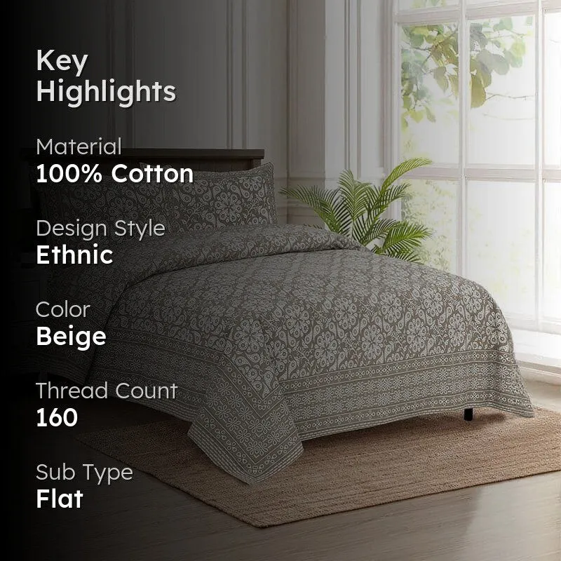 Seina Floral Cotton Bedsheet (Flint) - 160 TC media 2