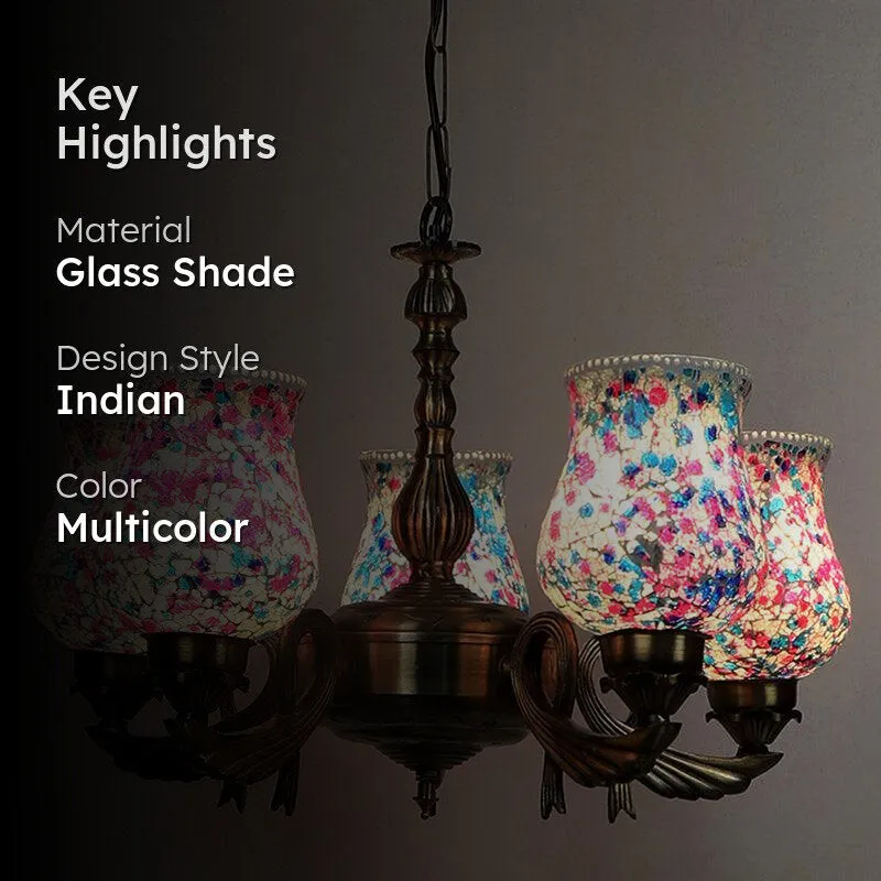 Nuvara Vistara Mosaic Golden Antique Ceiling Lamp media 2