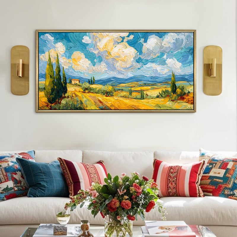 Sunlit Expanse Canvas Wall Painting With Frame