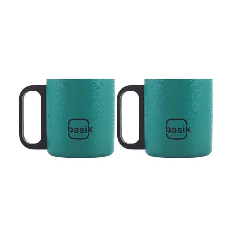 Raya Stainless Steel Coffee Mug (210 mL Each/Green) - Set of Two media 3