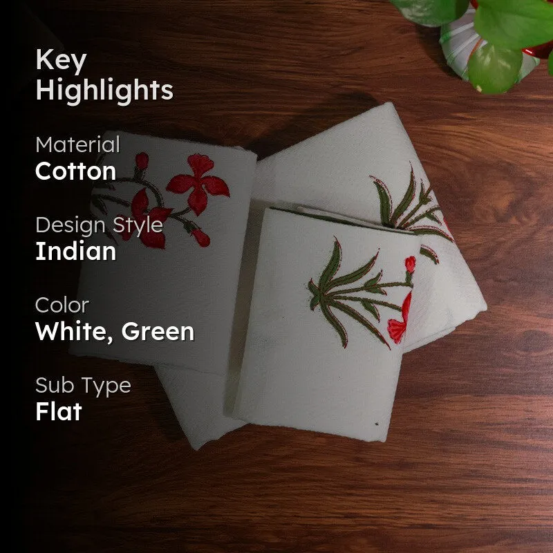 Tropical Bloom Cotton Towels (Green) - Three Piece Set media 2