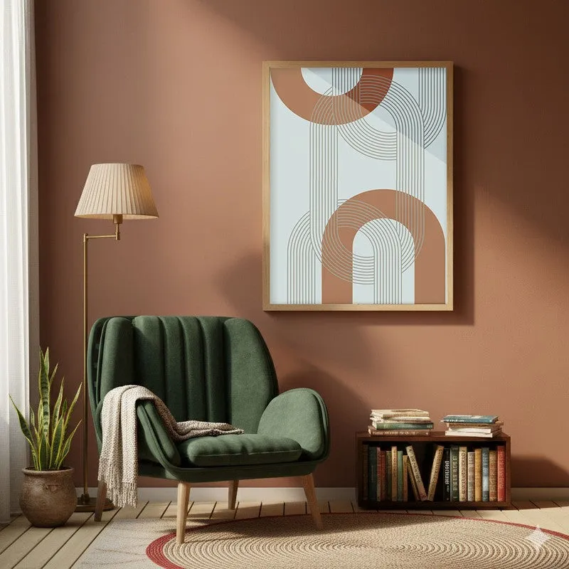 Linear Echo Canvas Wall Painting With Brown Frame media 6